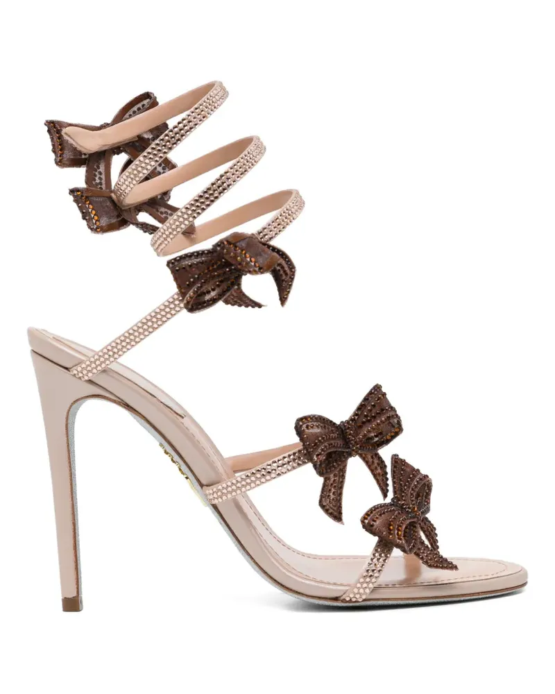 René Caovilla 100mm crystal-embellished floral sandals - Nude Nude