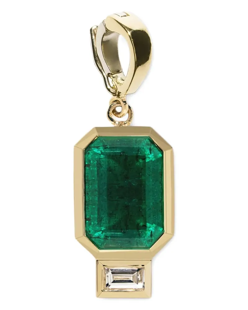 AZLEE 18kt Gelbgoldanhänger mit Smaragd und Diamanten Gold