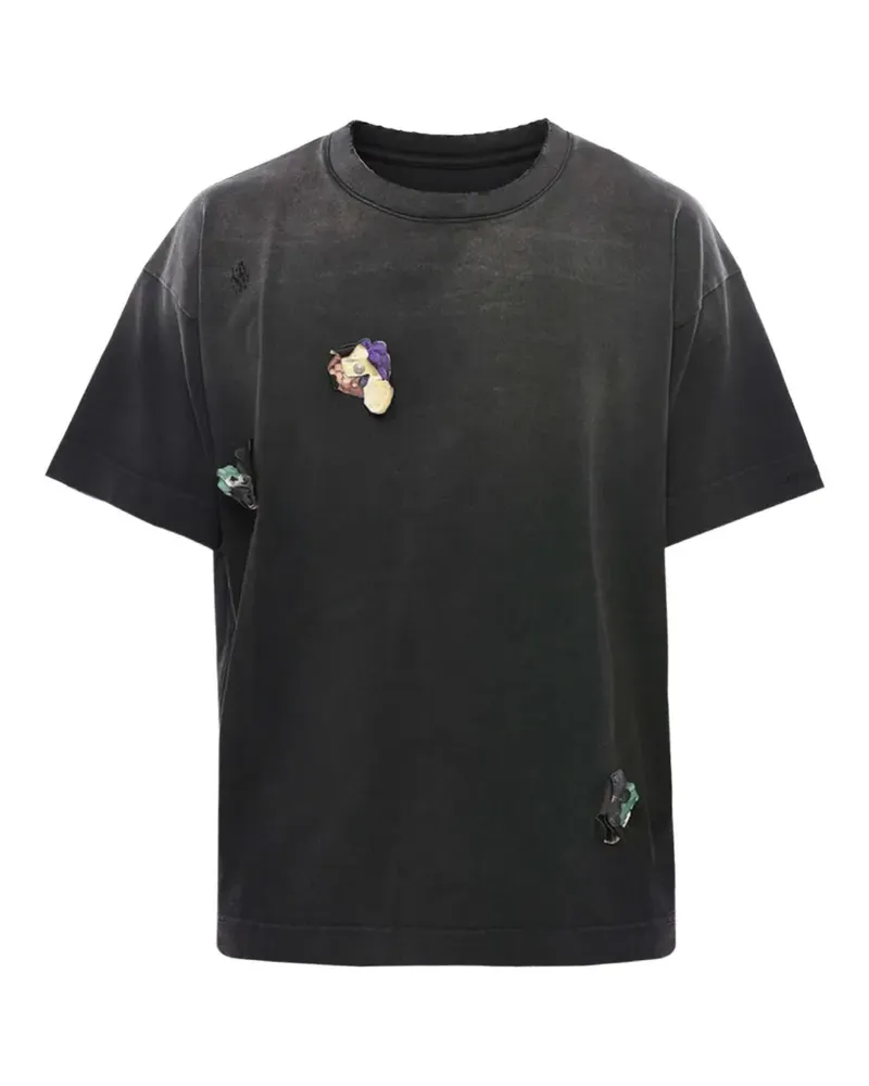 Givenchy washed-effect appliqué T-shirt - Grau Grau