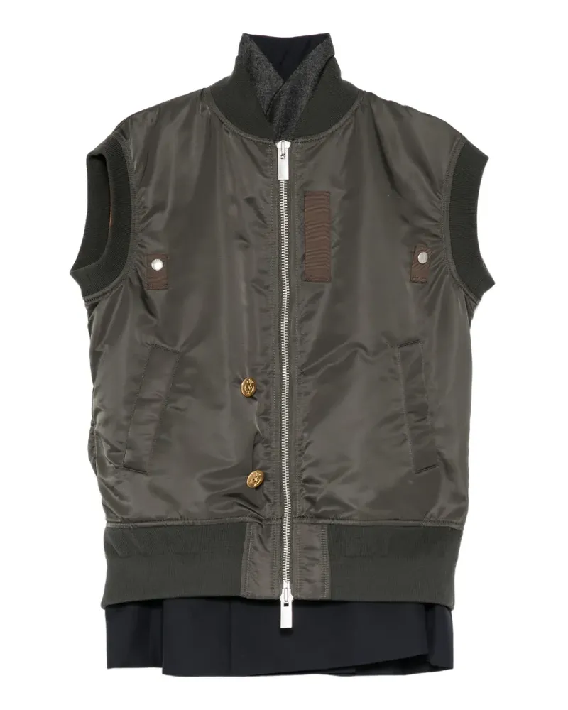 Sacai Bomberweste im Layering-Look - Grün Grün