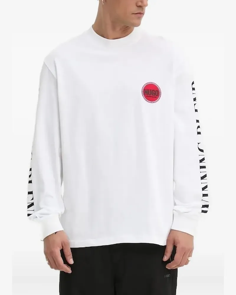 HUGO BOSS Langarmshirt mit Racing-Print - Weiß Weiß