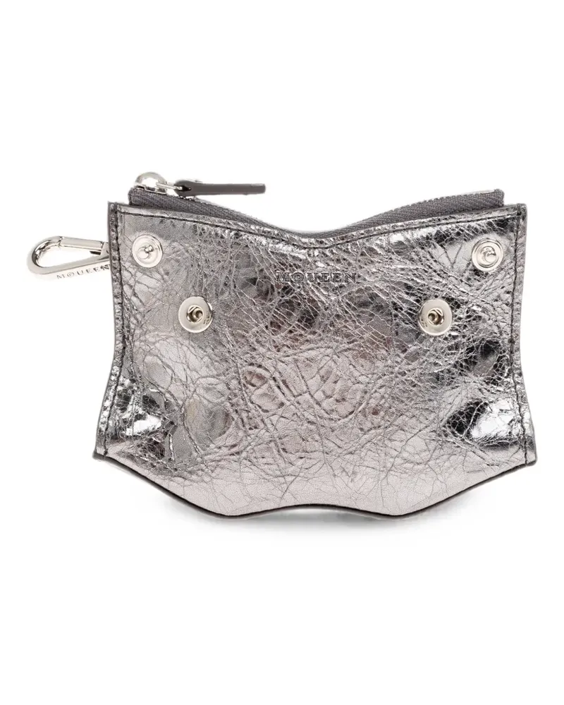 Alexander McQueen crinkled-leather keychain pouch - Silber Silber