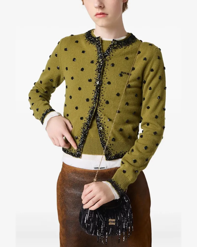 Miu Miu Mini Wander Tote Bag mit Pailletten - Schwarz Schwarz