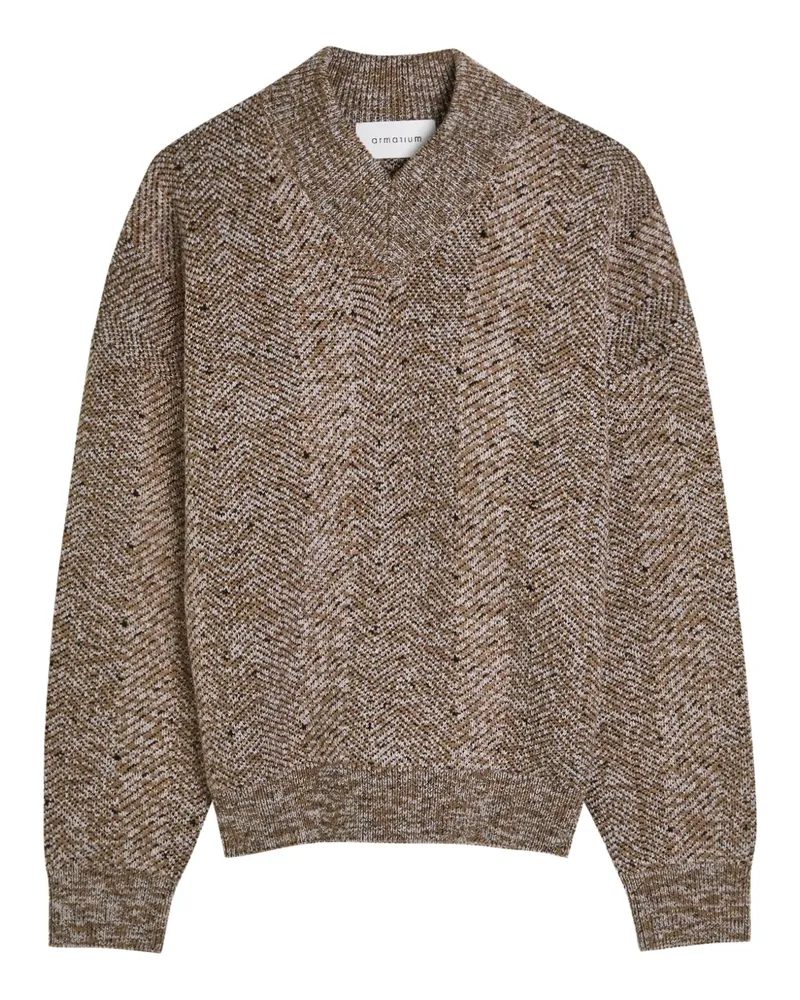 ARMARIUM herringbone V-neck sweater - Braun Braun
