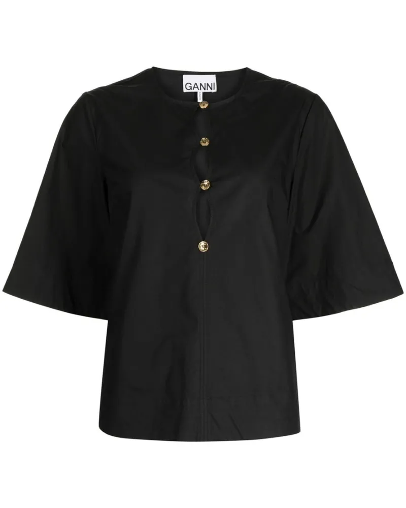 Ganni Bluse mit Cut-Outs Schwarz