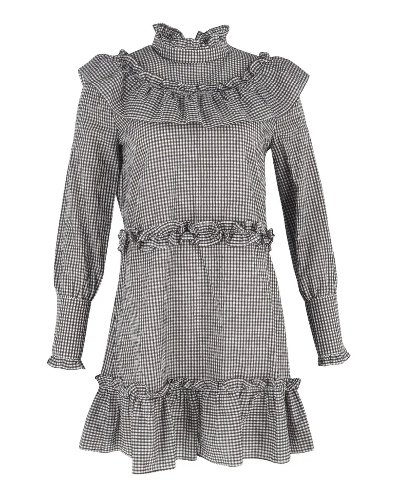 Ganni Minikleid mit Vichy-Karomuster - Grau Grau