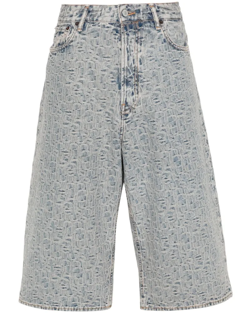 Acne Studios Jeans-Shorts mit Monogramm-Jacquard Blau