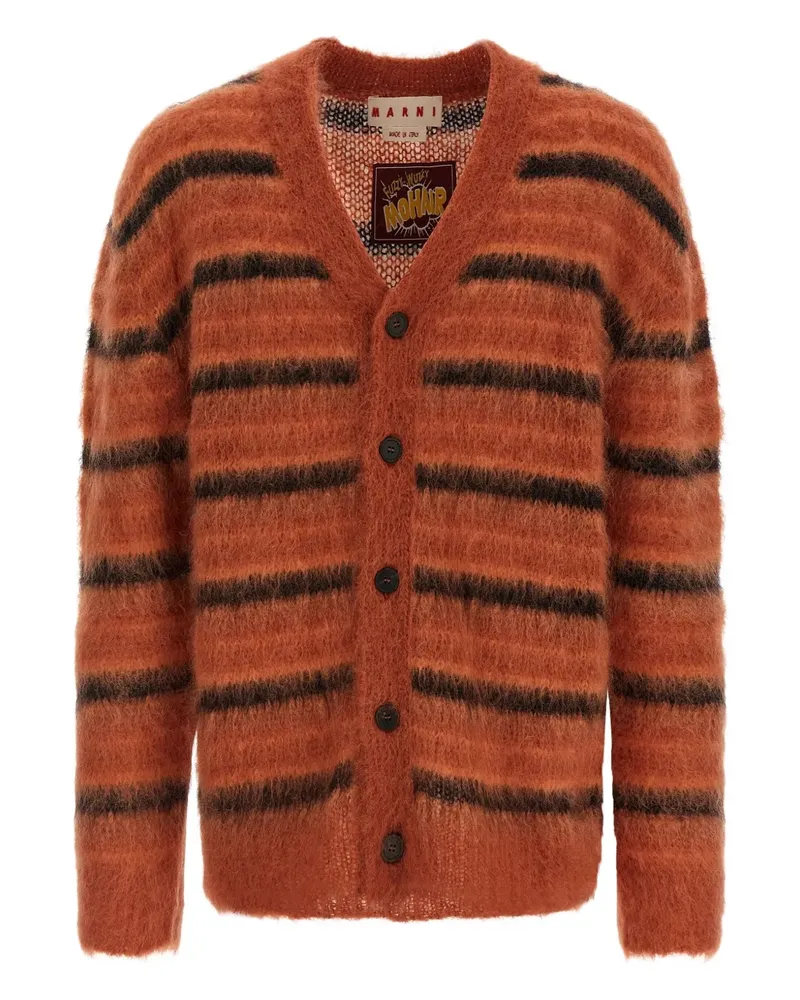 Marni Gestreifter Cardigan mit gebürstetem Effekt - Orange Orange