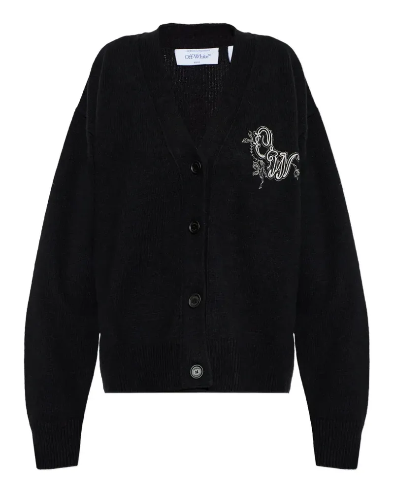 OFF-WHITE Cardigan mit Logo-Patch - Schwarz Schwarz