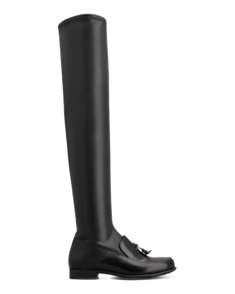 TOD'S Overknee-Stiefel mit Quasten - Schwarz Schwarz