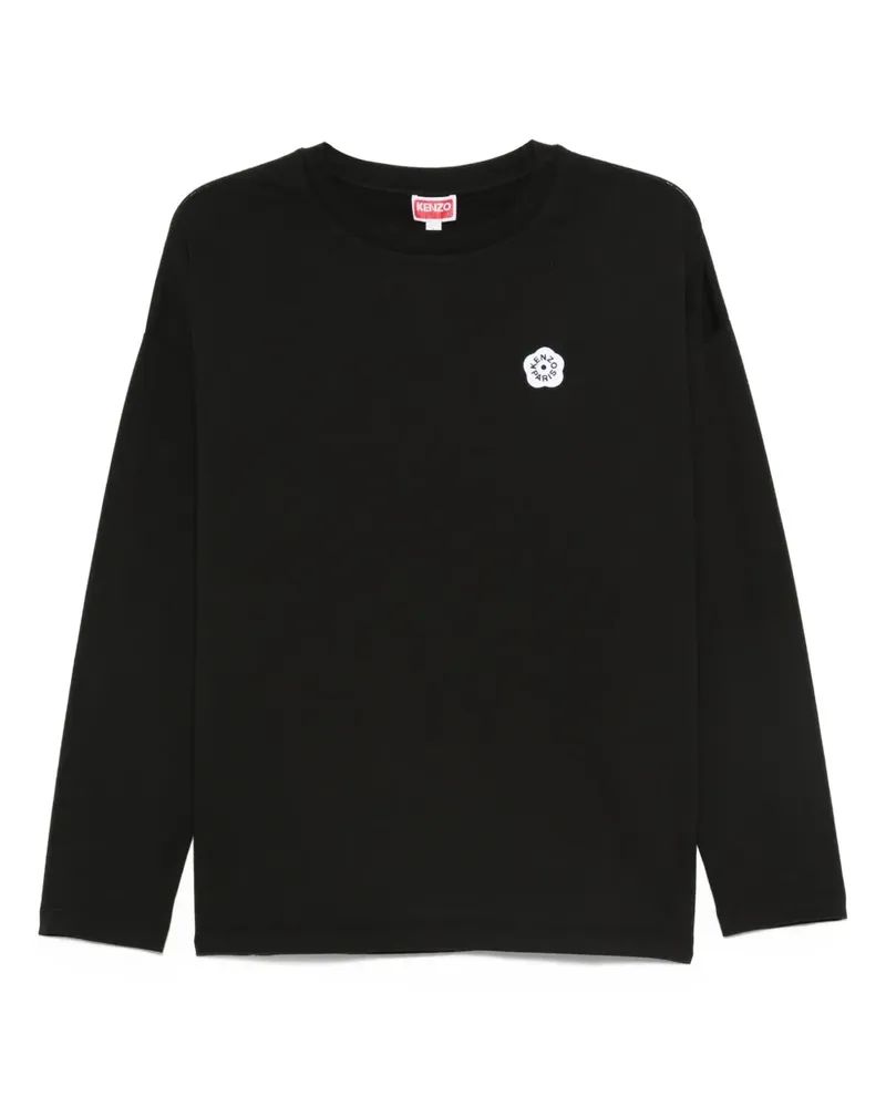 Kenzo Langarmshirt mit Blumenverzierung - Schwarz Schwarz