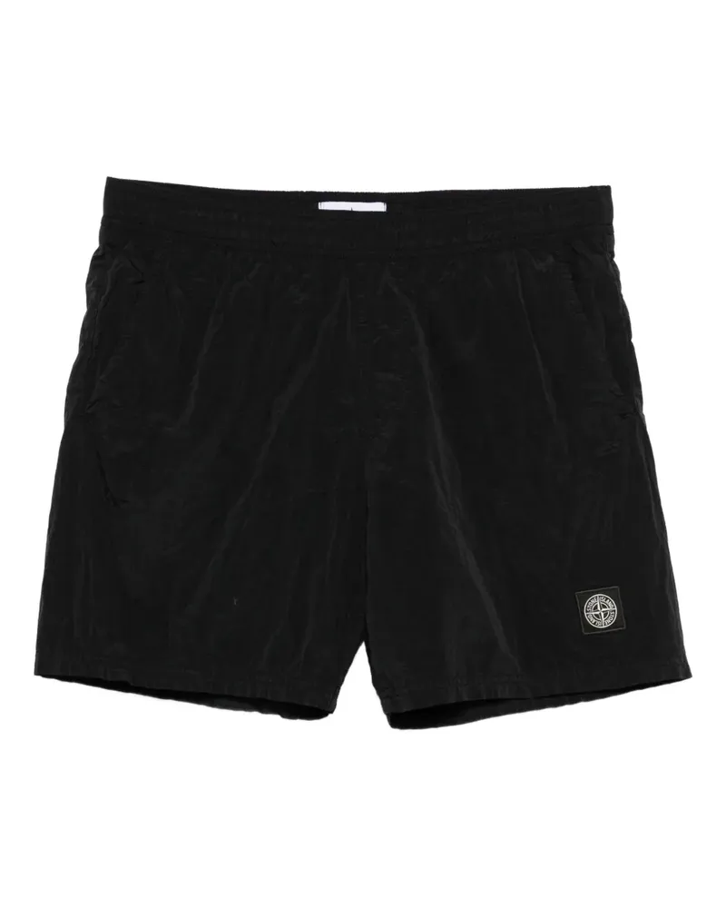 Stone Island Badeshorts mit Kompass-Patch - Schwarz Schwarz