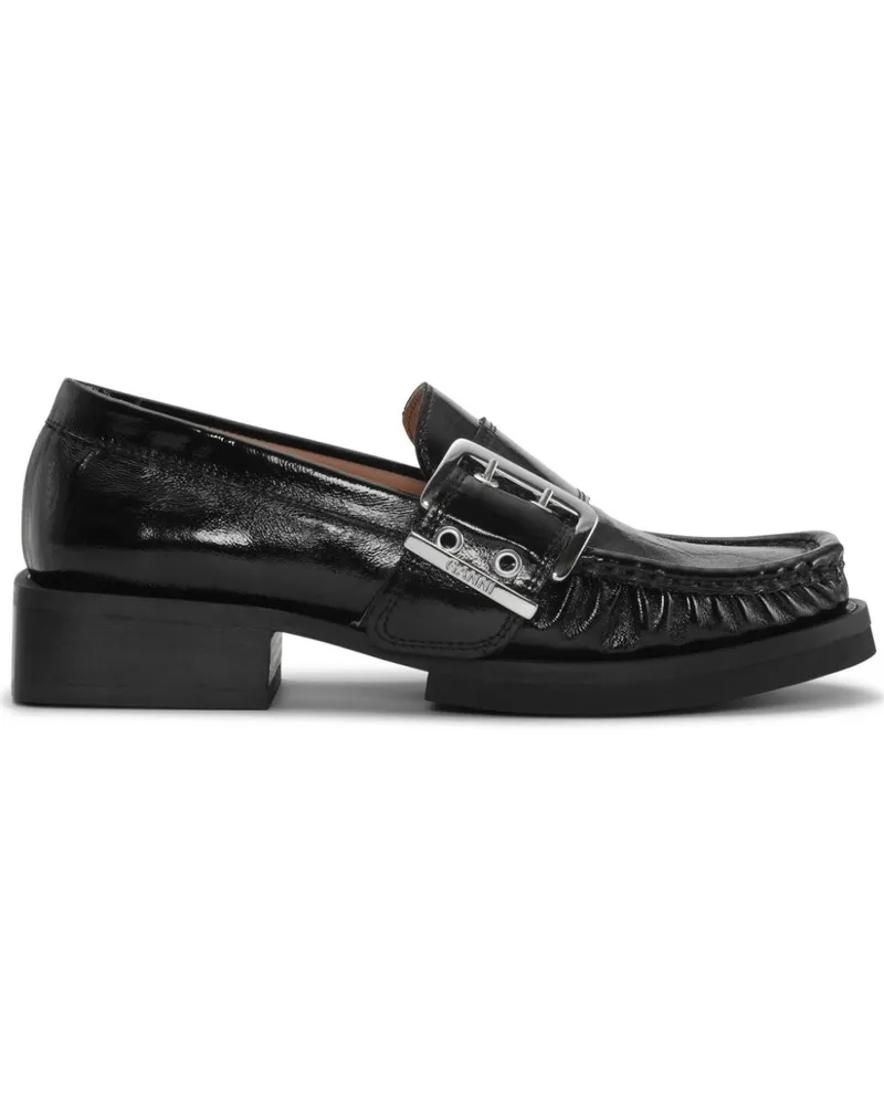 Ganni Loafer mit Schnallenverschluss 35mm Schwarz