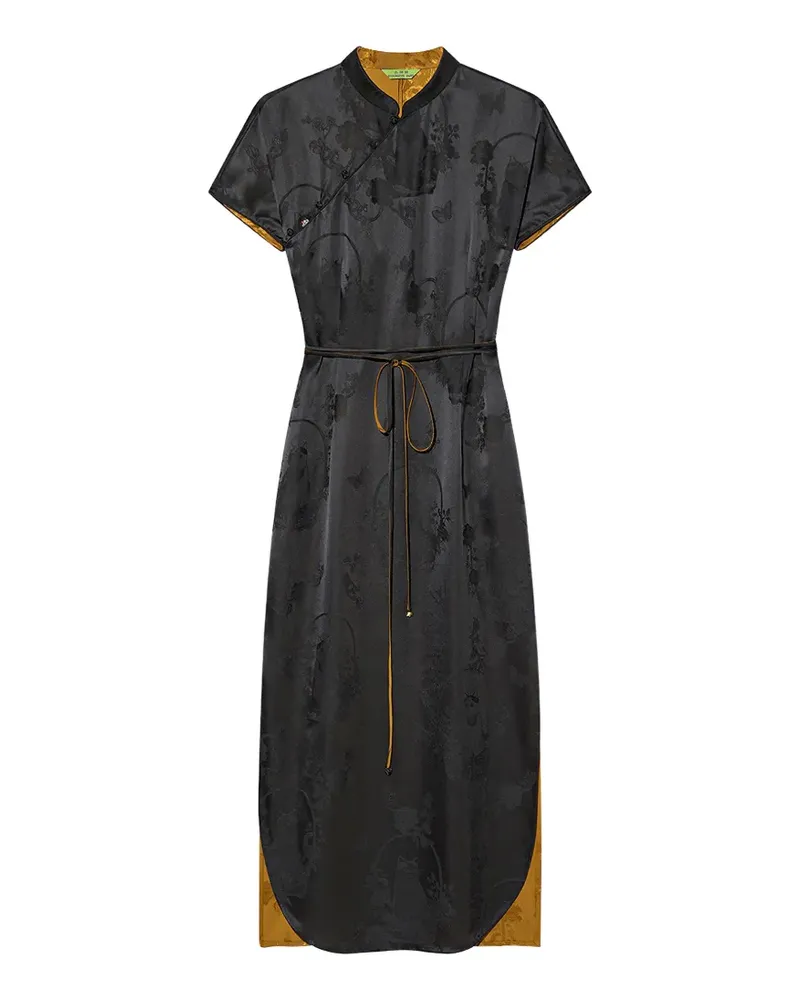 Shanghai Tang Prosperity Qipao Seidenkleid - Schwarz Schwarz