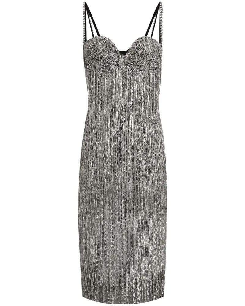 Dolce & Gabbana Midikleid mit Kristallen - Silber Silber