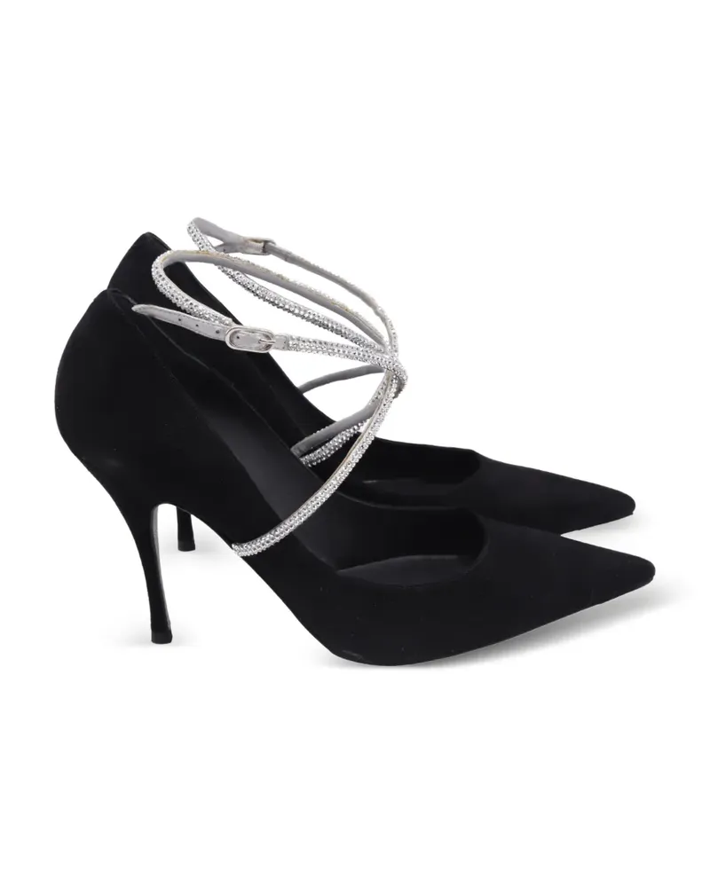 René Caovilla Pumps mit überkreuzten Riemen - Schwarz Schwarz