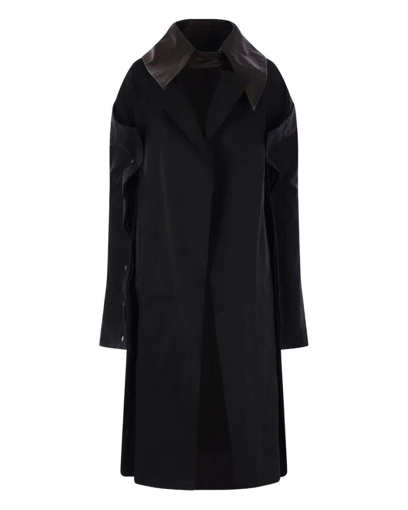 Yohji Yamamoto leather-collar coat - Schwarz Schwarz
