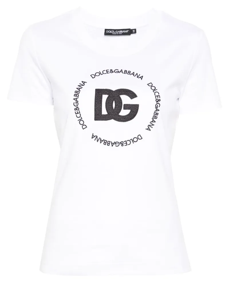 Dolce & Gabbana T-Shirt mit Logo-Stickerei - Weiß Weiß