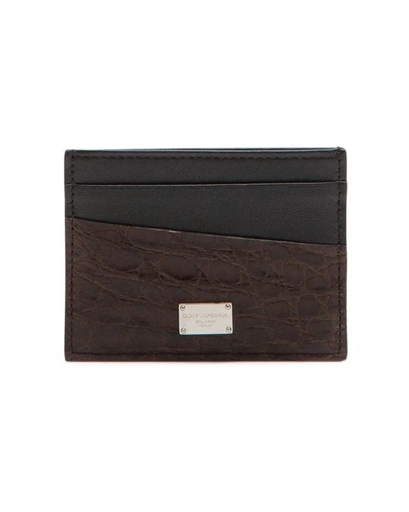Dolce & Gabbana Kartenetui mit Logo-Schild - Braun Braun