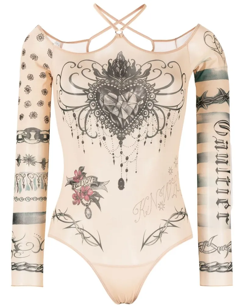 Jean Paul Gaultier x KNWLS langärmeliger Body - Nude Nude