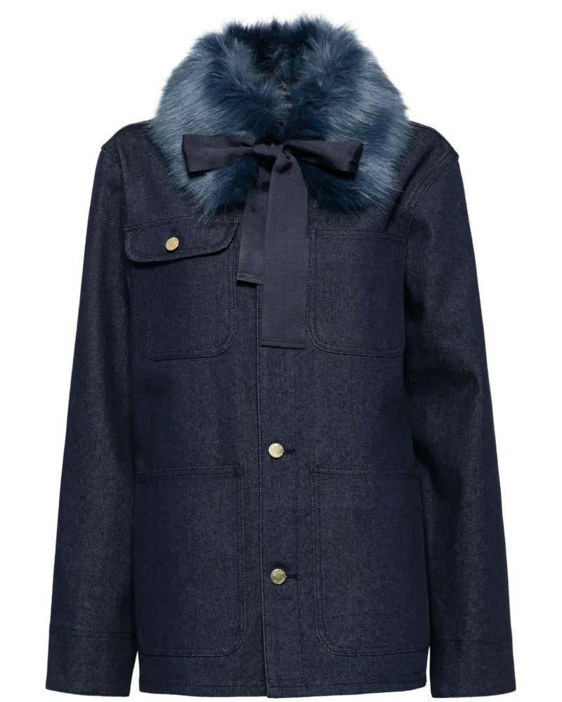 Cynthia Rowley Jacke mit abnehmbarem Faux-Fur-Kragen - Blau Blau