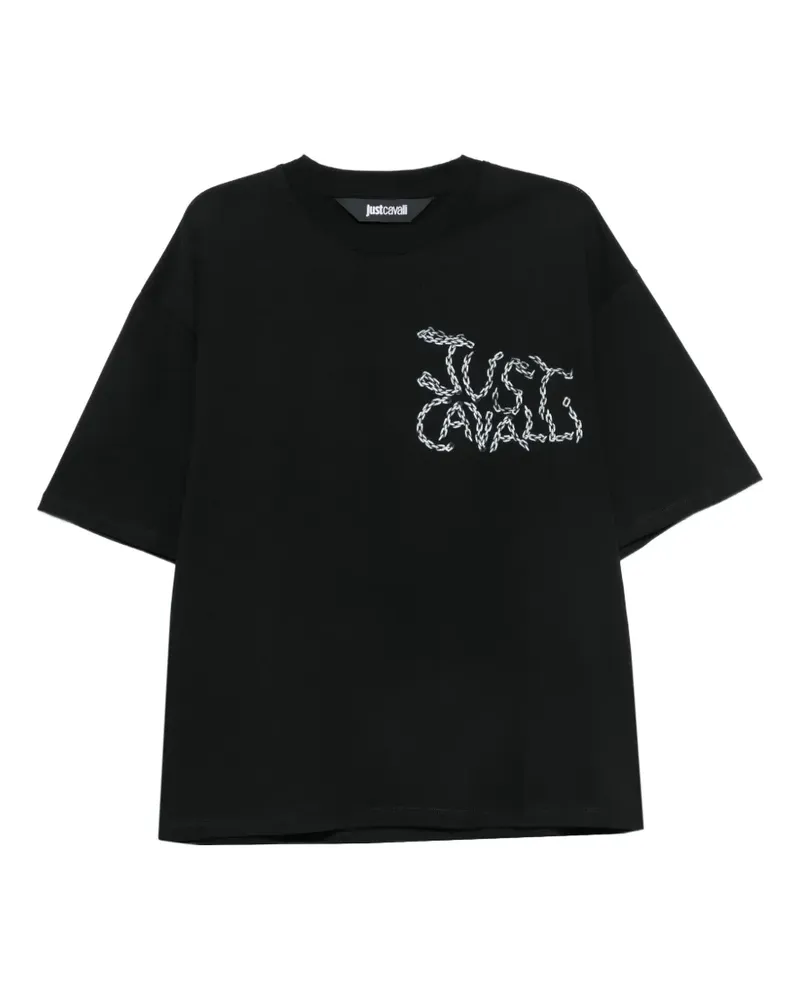 Just Cavalli T-Shirt mit Leopardenprint - Schwarz Schwarz
