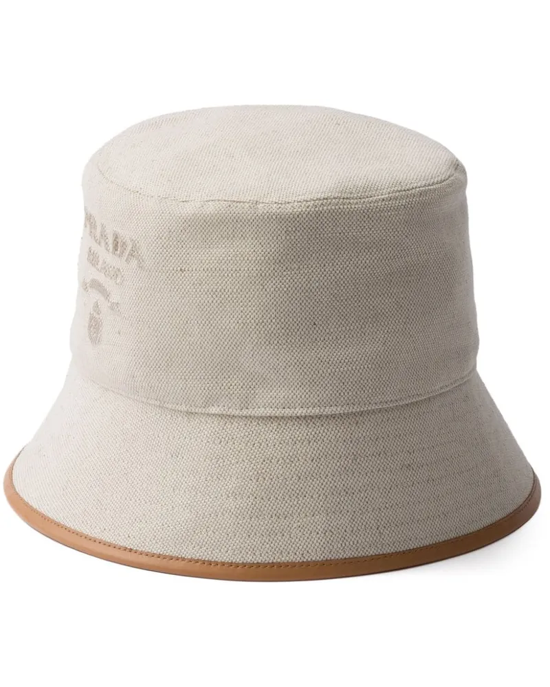 Prada Canvas-Fischerhut mit Logo-Stickerei - Nude Nude