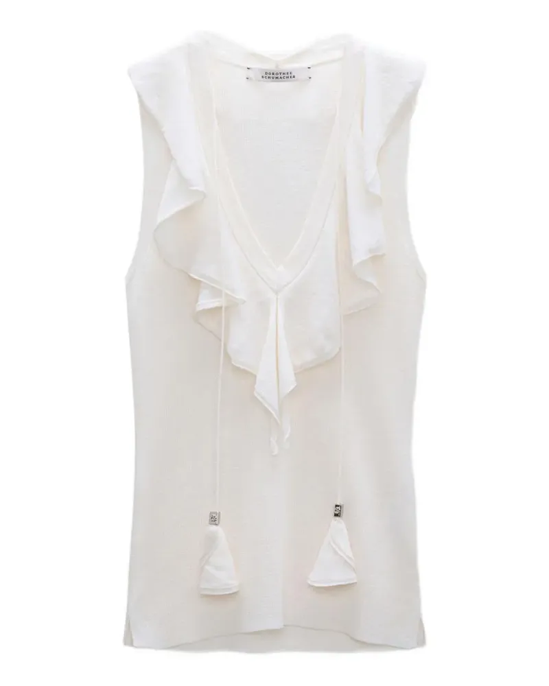 Dorothee Schumacher Refined Essentials Oberteil mit Rüschendetail - Weiß Weiß