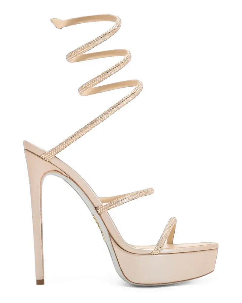 René Caovilla Cleo rhinestone-embellished platform sandals - Nude Nude