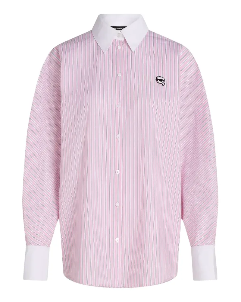 Karl Lagerfeld Gestreiftes Ikon T-Shirt - Rosa Rosa