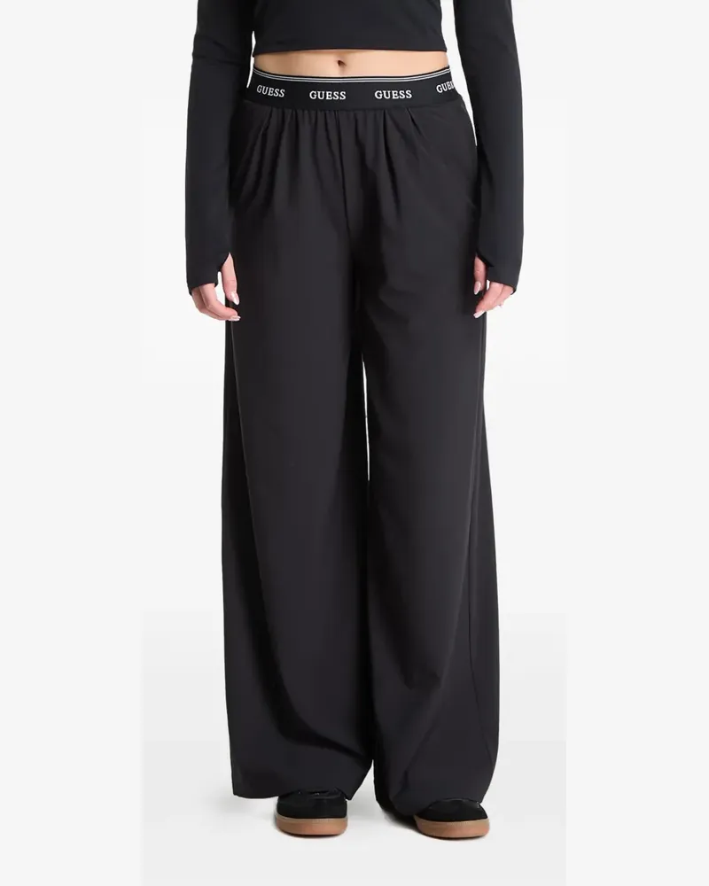 Guess Weite Selene Hose mit Logo-Bund - Schwarz Schwarz
