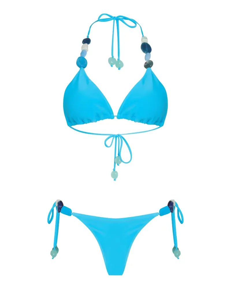 Amir Slama Bikini mit Perlen - Blau Blau