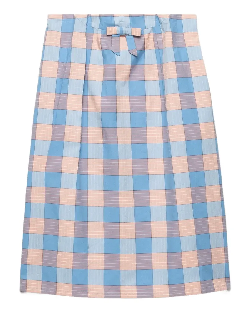 Prada Karierter Rock mit Schleifendetail - Blau Blau