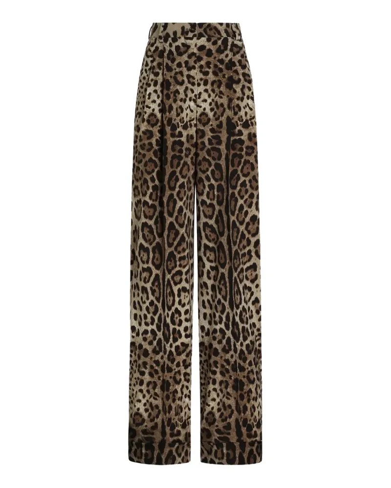 Dolce & Gabbana Wollhose mit Leo-Print - Nude Nude