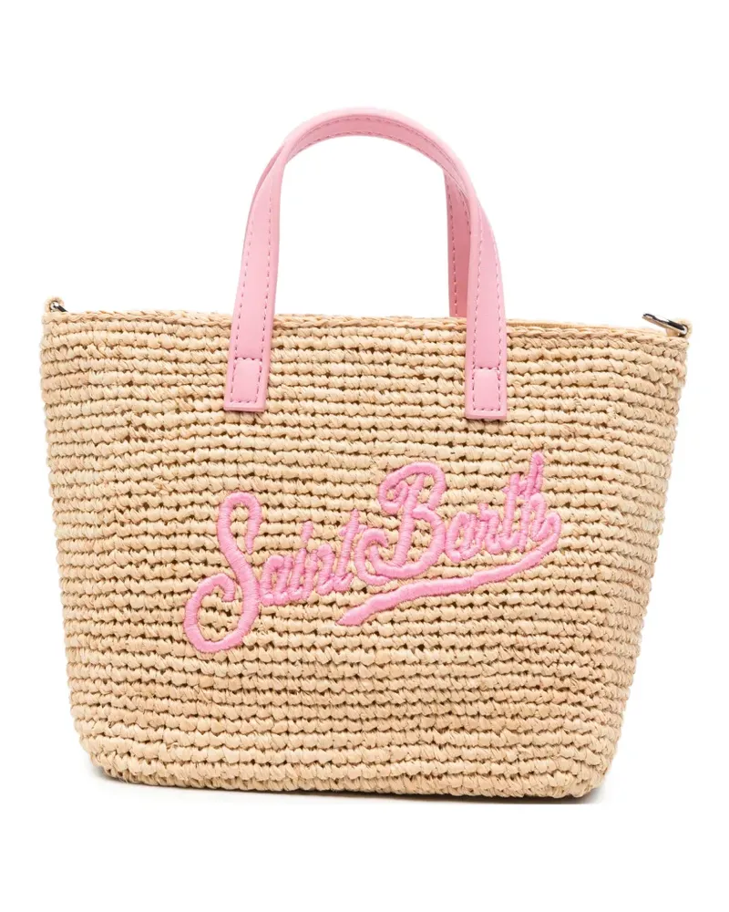 MC2 Saint Barth Gewebte Mini Raffia City Tote Bag mit Logo-Stickerei - Nude Nude