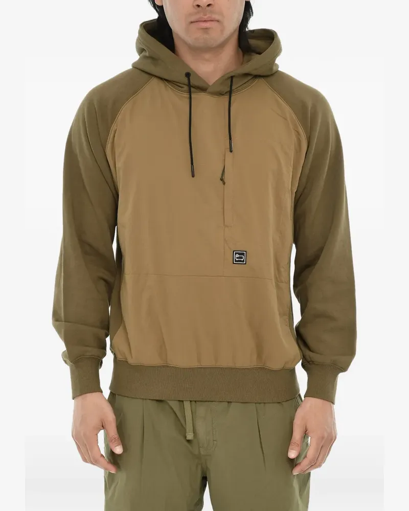 Woolrich logo-patch panelled hoodie - Grün Grün