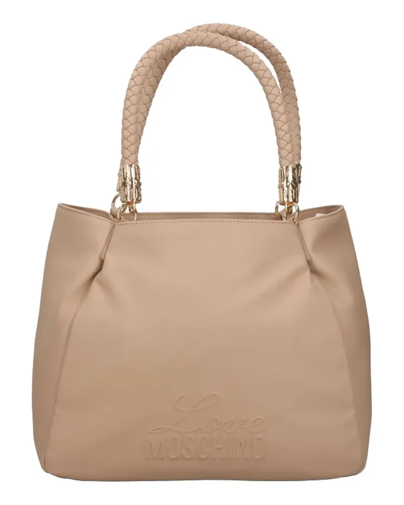 Moschino logo-detail braided-handles handbag - Nude Nude