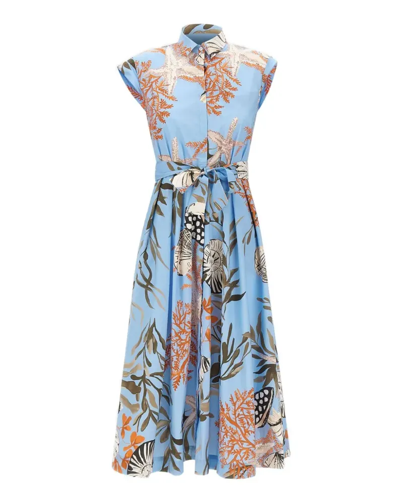 MARELLA Plissiertes Hemdkleid mit grafischem Print - Blau Blau