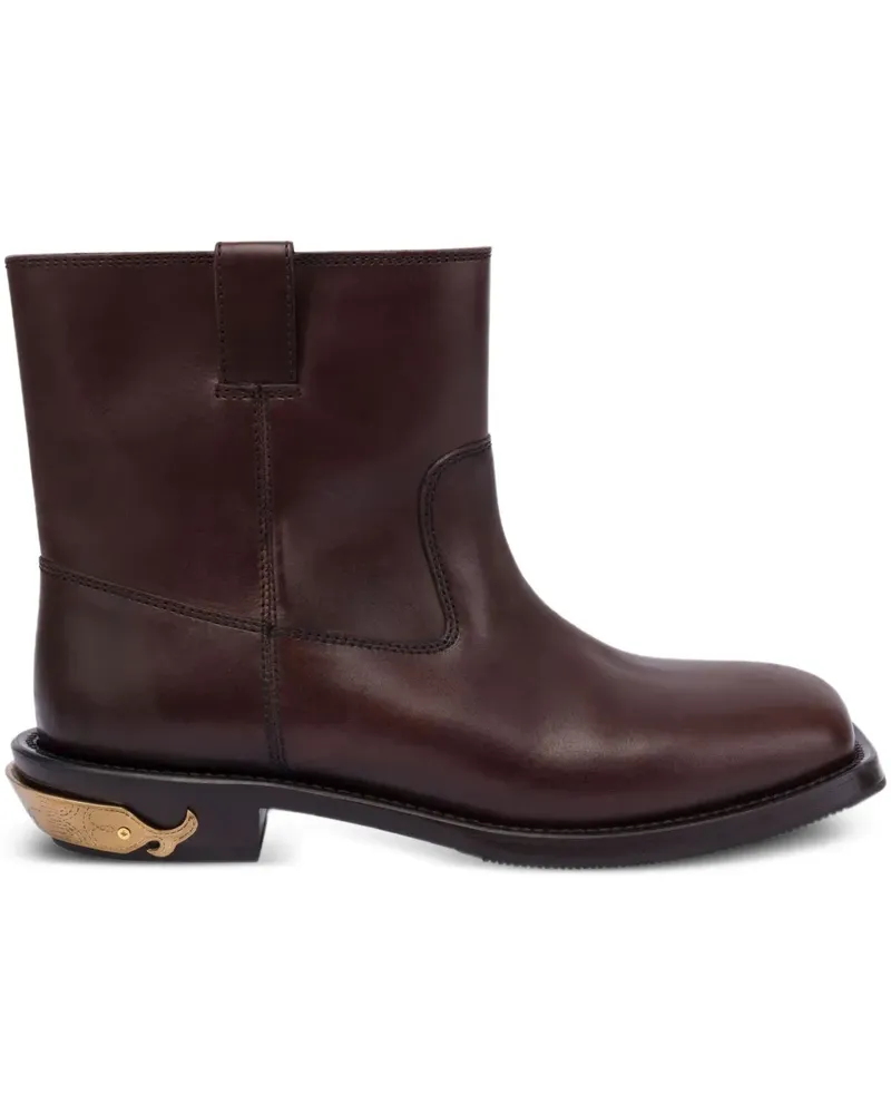 Moschino Knöchelhohe Lederstiefel - Braun Braun