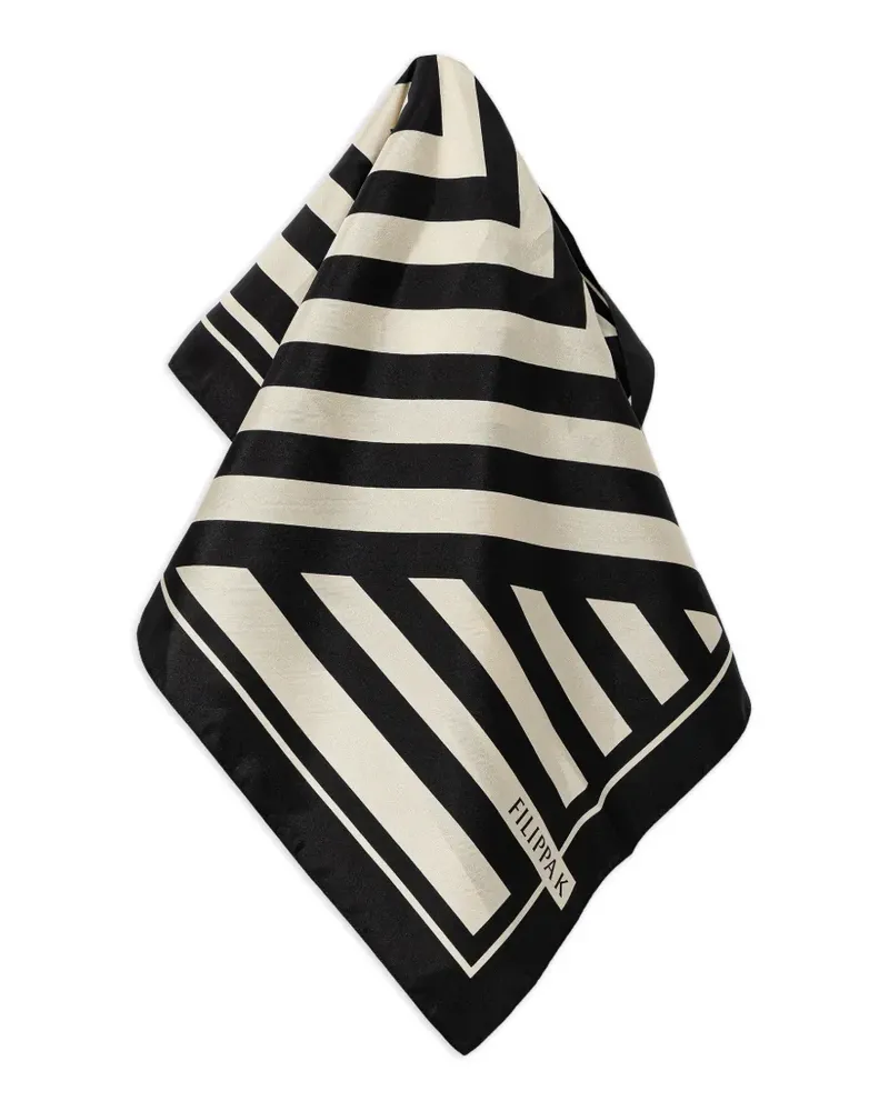 Filippa K striped silk scarf - Schwarz Schwarz