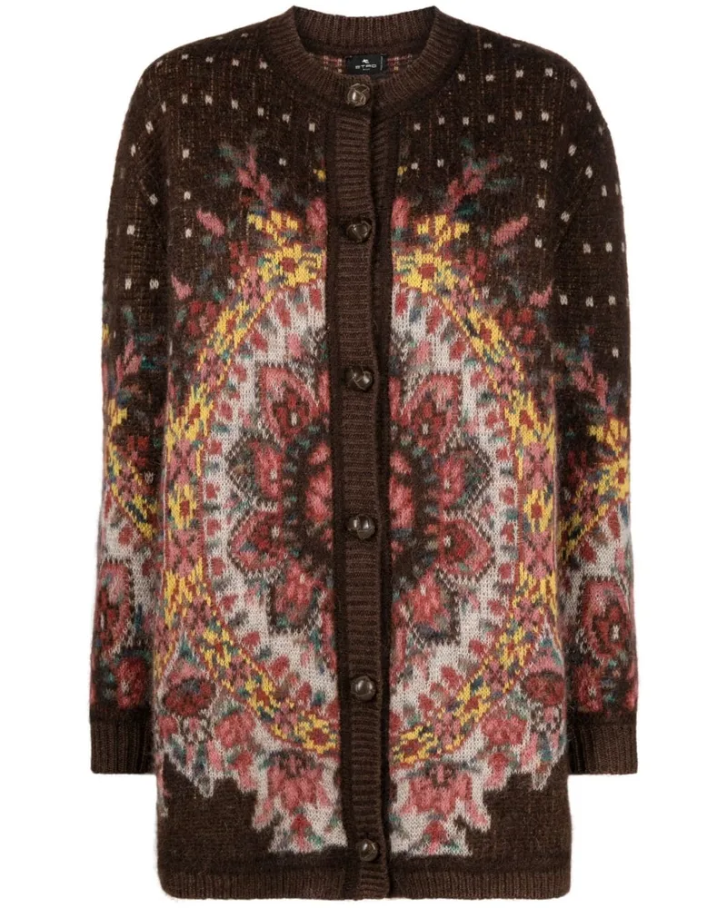 Etro Jacquard-Cardigan mit V-Ausschnitt - Braun Braun