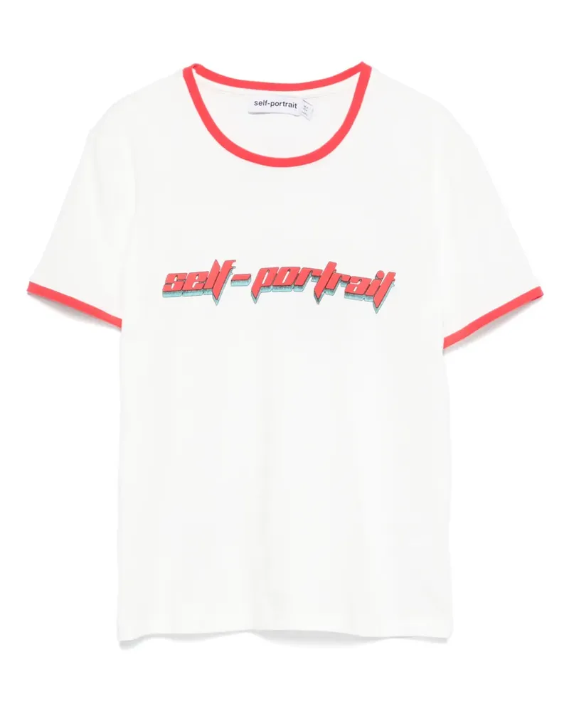 Self-Portrait T-Shirt mit Logo-Print - Weiß Weiß