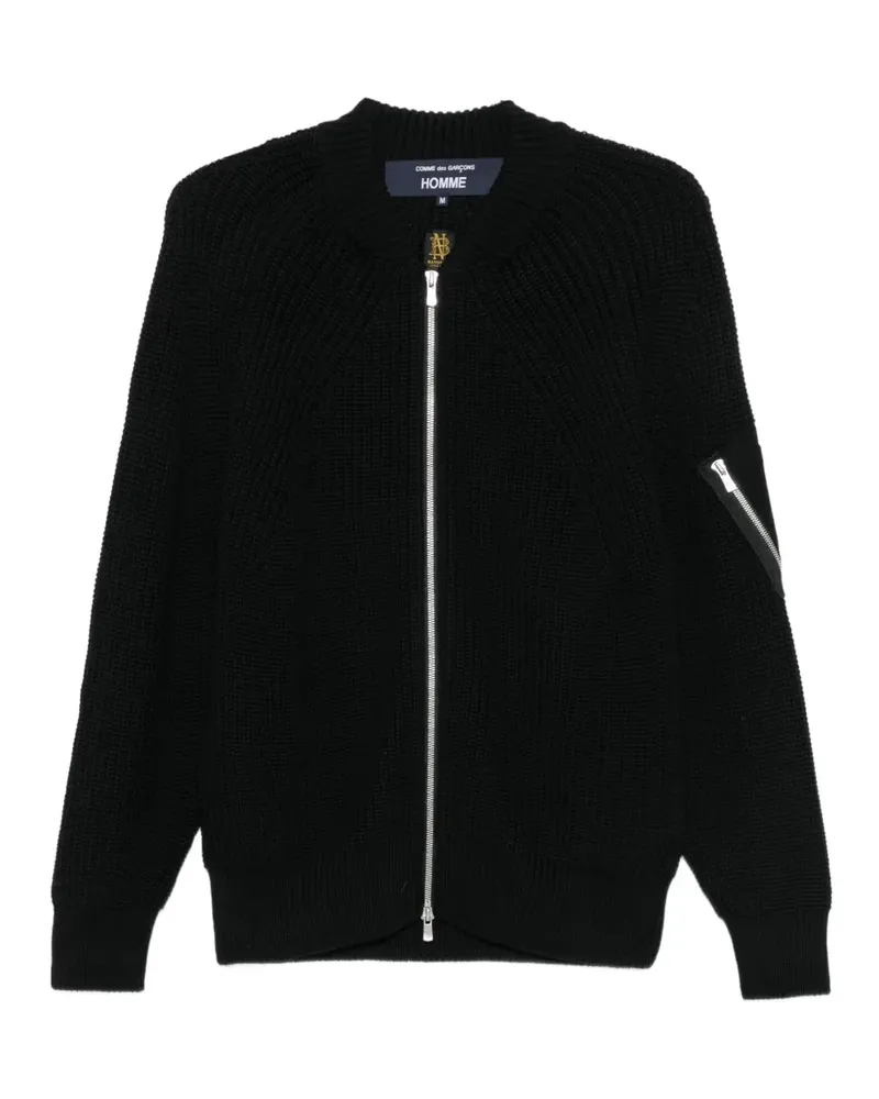 Comme des Garçons ribbed-knit zip-up cardigan - Schwarz Schwarz
