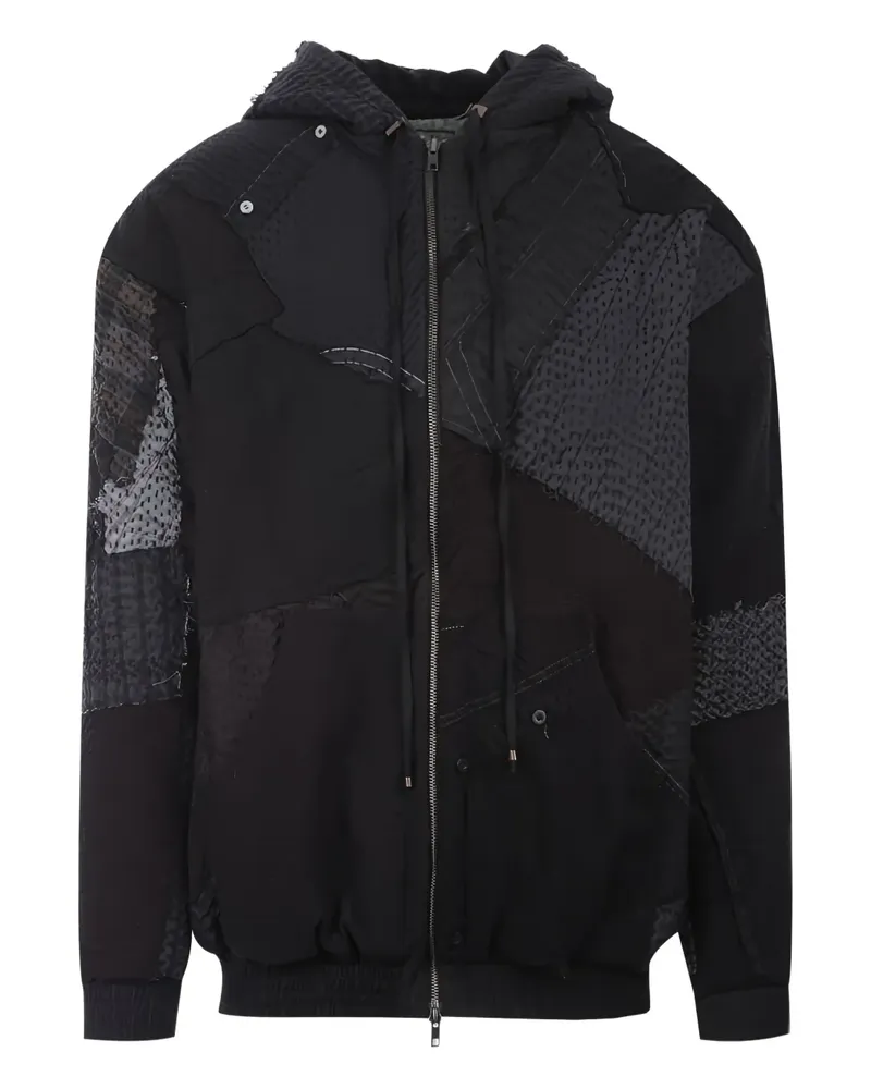 BY WALID Kapuzenjacke im Patchwork-Look - Schwarz Schwarz
