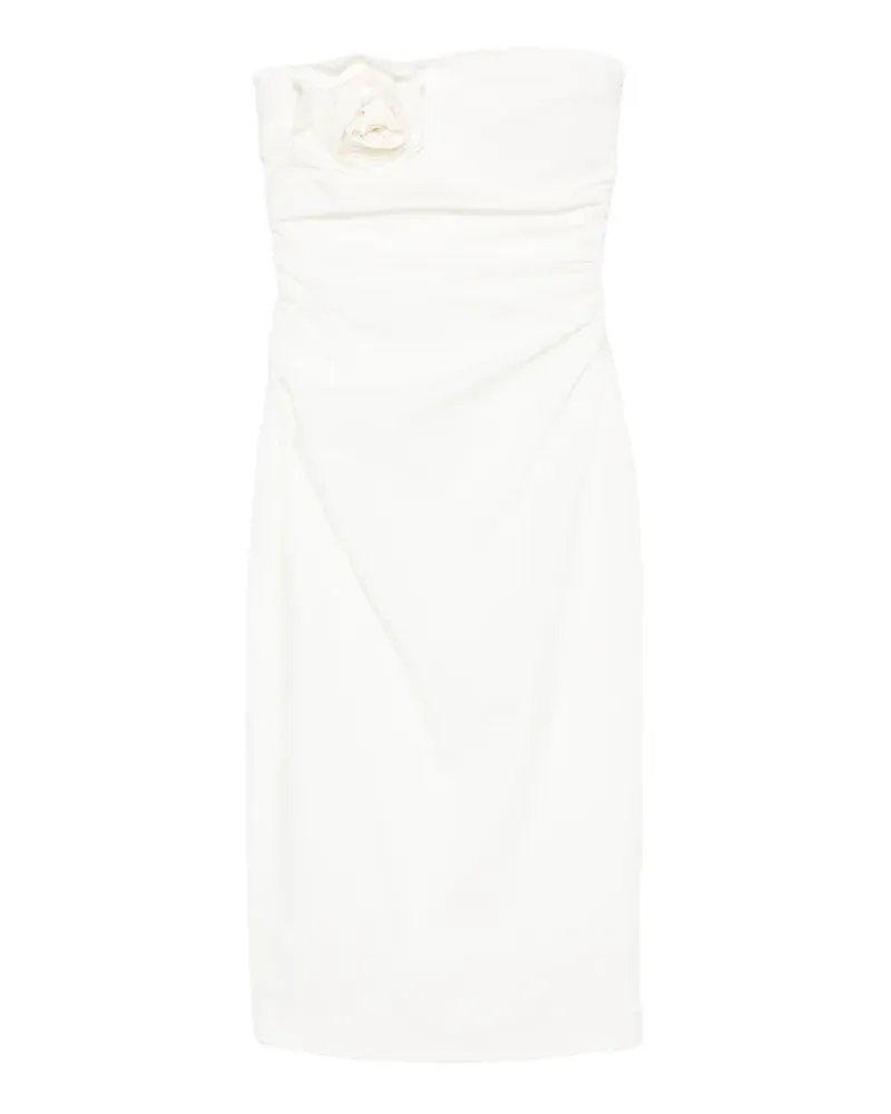 BERNADETTE Vera flower-brooch strapless midi dress - Weiß Weiß