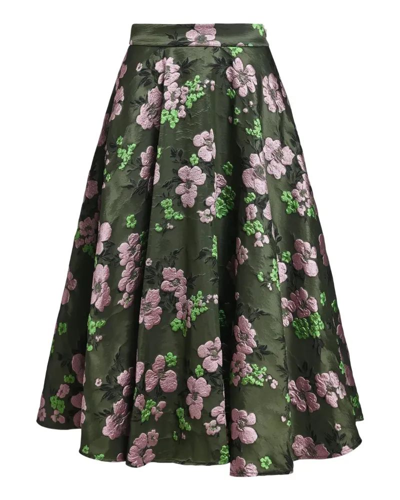 Essentiel Kathyanne Midirock aus Blumenjacquard - Grün Grün