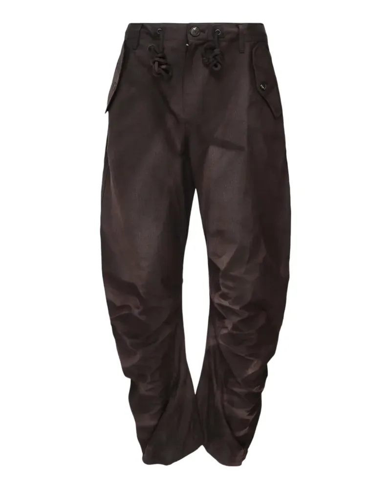 JiyongKim sun-bleached panelled tapered trousers - Schwarz Schwarz