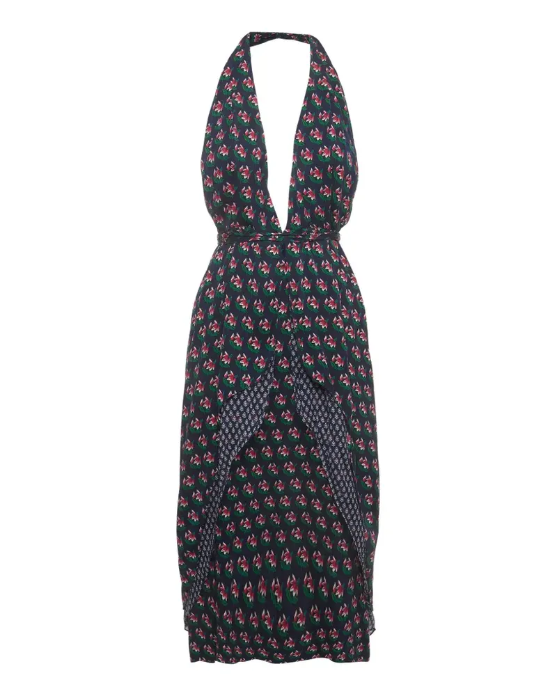 Diane von Furstenberg Leyland Midikleid in A-Linie mit Blumenprint - Blau Blau