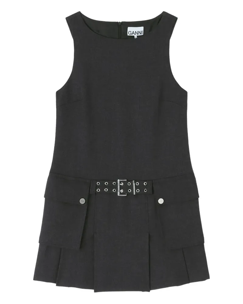 Ganni Minikleid mit Gürteltasche - Grau Grau