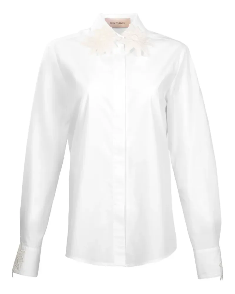 Silvia Tcherassi Naroa floral-detail shirt - Weiß Weiß
